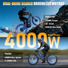 Tesway X9 AWD Electric Mountain Bike with Rear Rack 4000W Dual Motors