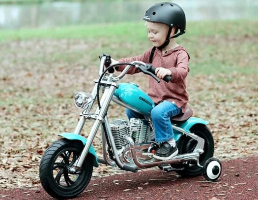 app kids wearing a motorcycle helmet Challenger 12 PLUS Kids Electric Dirt Bike Motorcycle (With App)