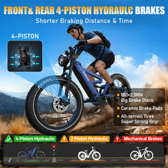 Tesway X9 AWD Electric Mountain Bike with Rear Rack 4000W Dual Motors
