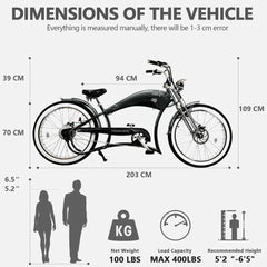 Tracer Twenty5 DS 500W 26" Dual Springer Cruiser EBike