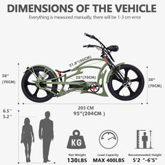 Tracer Raptor Pro DS 800W Stretch Cruiser Ebike