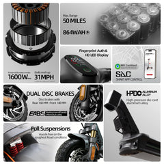 Cunfon RZ800 Electric Scooter - 1200W, 50 km/h, 80 km Range