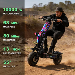 ZonDoo RoadHitter Hyper Electric Scooter - 10000W Dual Motor, 68 MPH