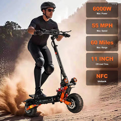 ZonDoo ZO01 Plus Electric Scooter with NFC - 6000W Dual Motor, 56 MPH