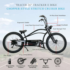 Tracer Tracker DS7 26" 7 Speed Stretch E-Bike with Classic Dual Springer Fork